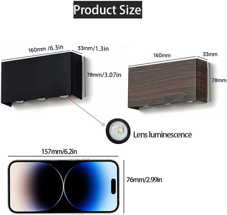 Shelprojsu LED Cordless Wall Sconce Set of 2, 5200mAh Rechargeable Battery Operated Wall Lamp with Remote Control, 3 Colors and Dimmable Magnetic Wireless Wall Light (Black, 2 PCS)