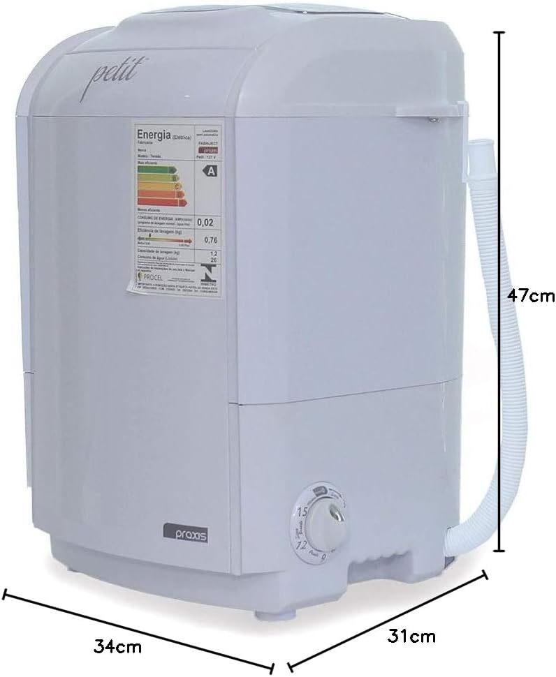 MINI LAVADORA DE ROUPAS PRAXIS PETIT 1,2KG 127V BRANCA