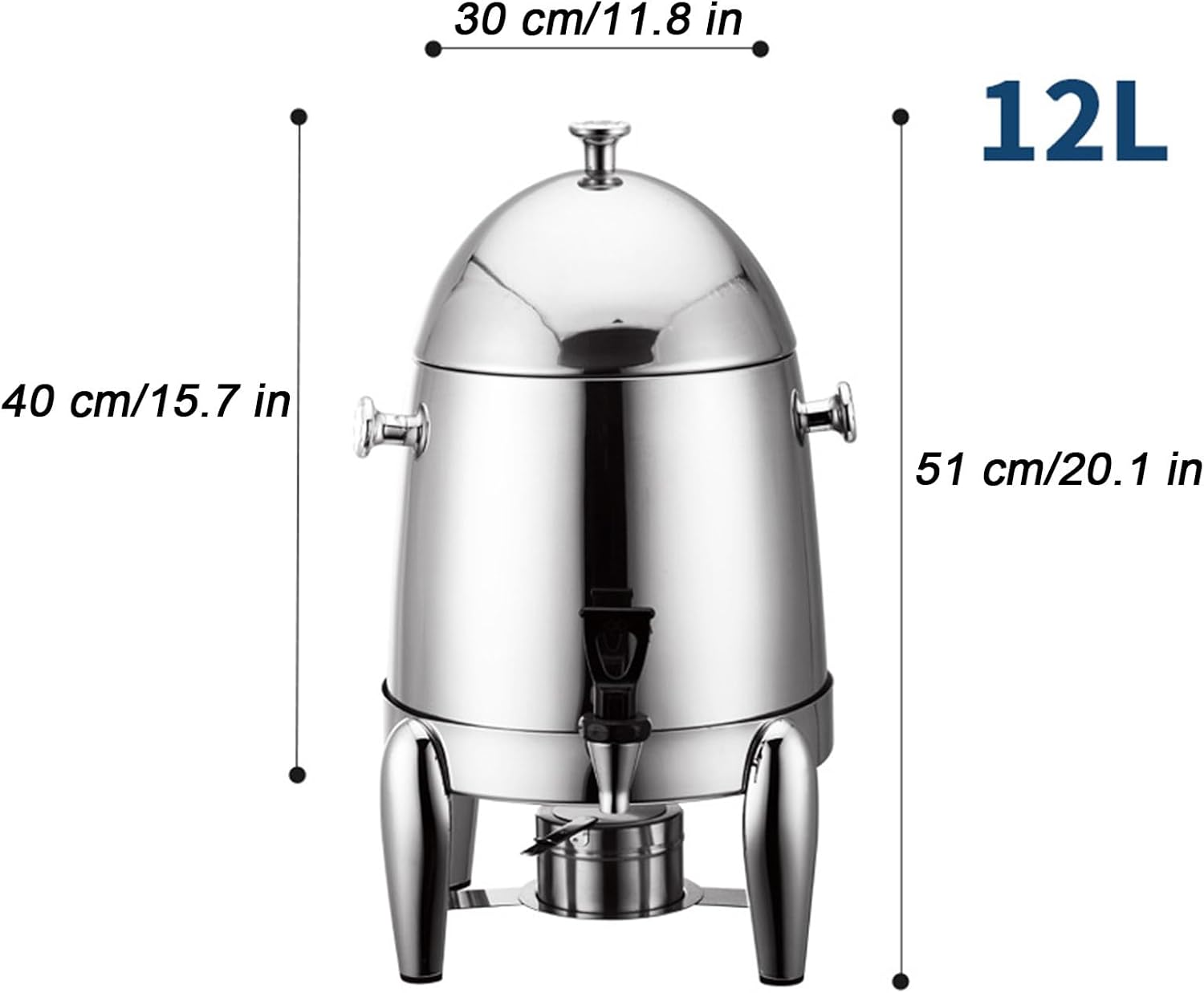 Balde de suco comercial de aço inoxidável, dispensador de bebidas frias de 12L com aquecimento elétrico para eventos de festas em casa