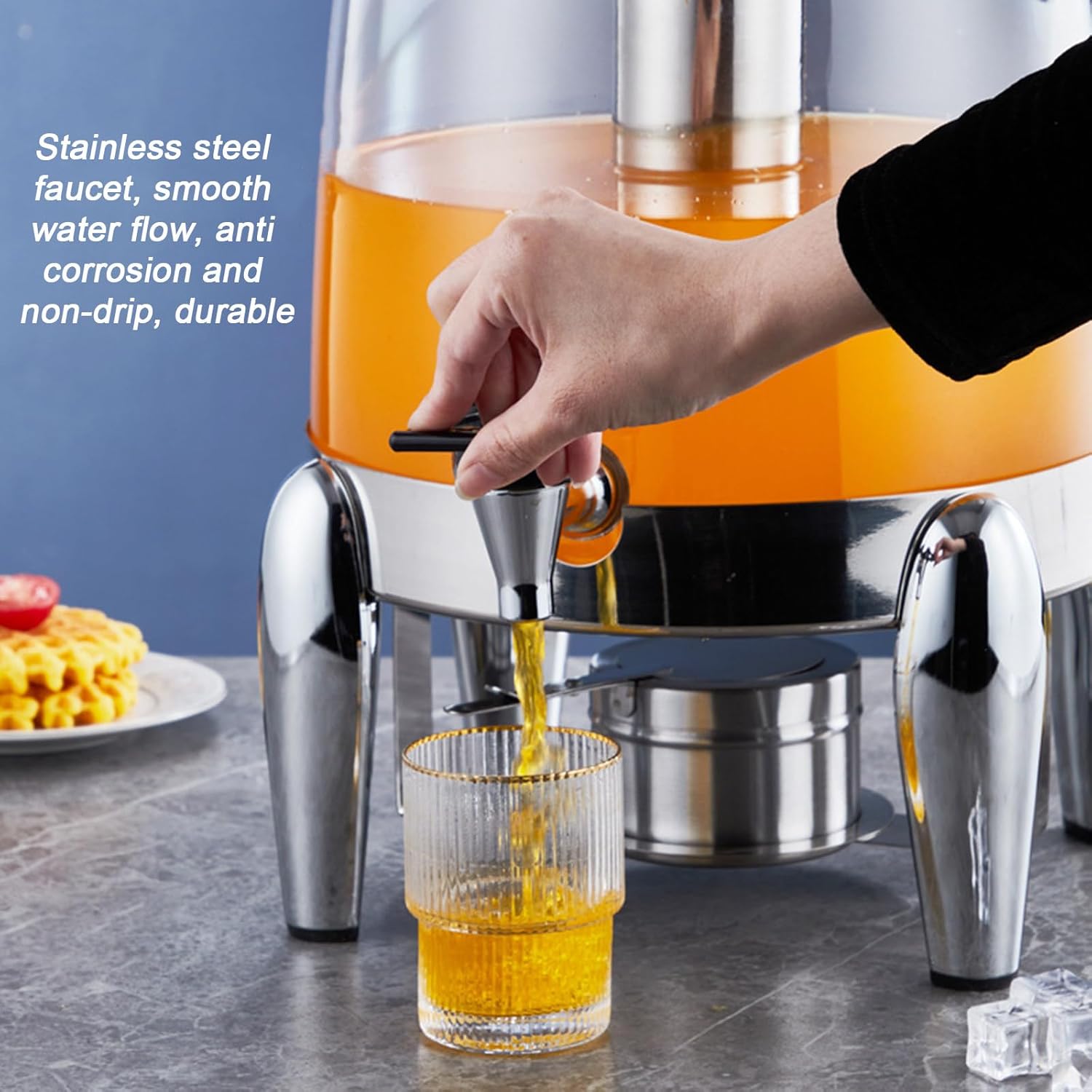 Balde de suco comercial de aço inoxidável, dispensador de bebidas frias de 12L com aquecimento elétrico para eventos de festas em casa