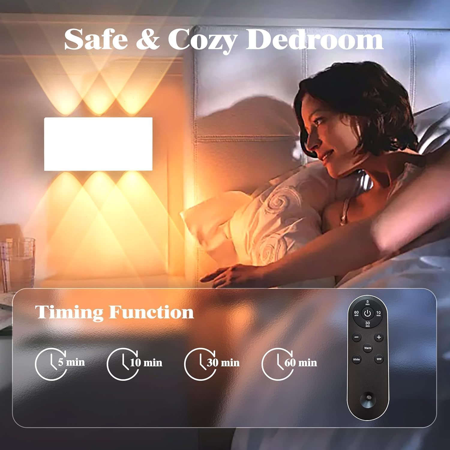 Shelprojsu LED Cordless Wall Sconce Set of 2, 5200mAh Rechargeable Battery Operated Wall Lamp with Remote Control, 3 Colors and Dimmable Magnetic Wireless Wall Light (Black, 2 PCS)