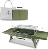 Charmline Churrasqueira a carvão portátil dobrável pequena de 35,56 x 23 cm, grade compacta portátil para uso ao ar livre, churrasqueiras a carvão para acampamento, piqueniques, jardins e festas na