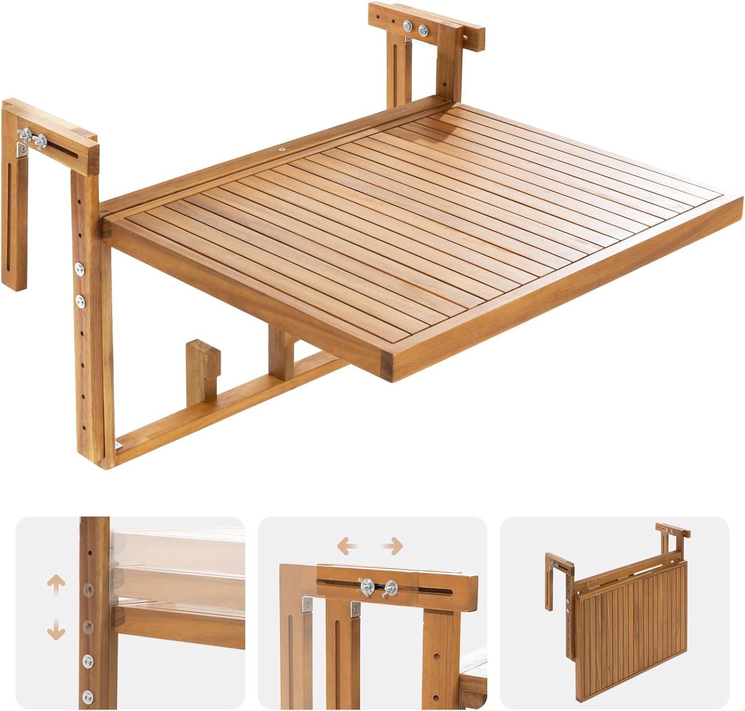 Mesa Suspensa - Design de Bistrô de Madeira Retangular