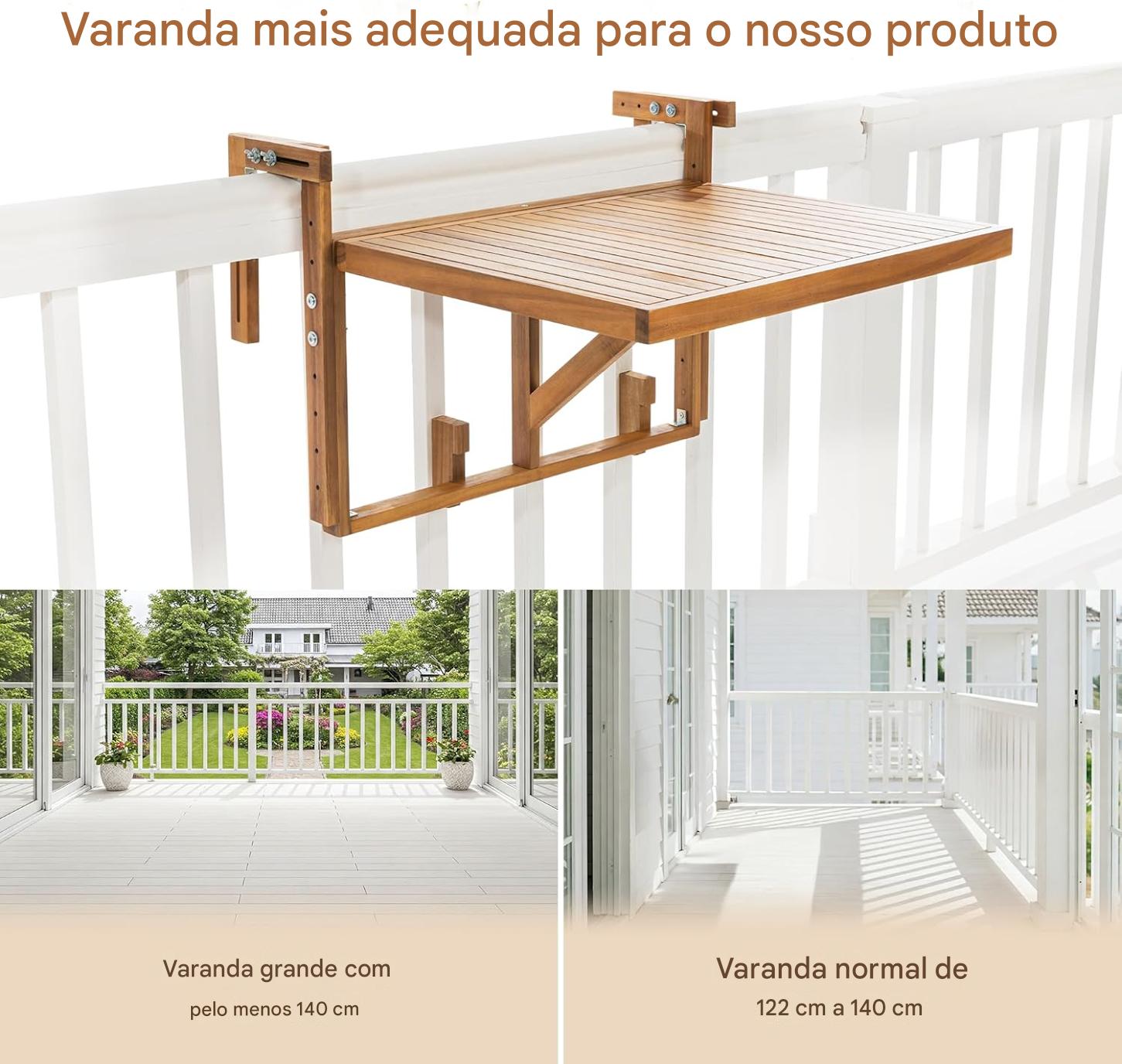 Mesa Suspensa - Design de Bistrô de Madeira Retangular