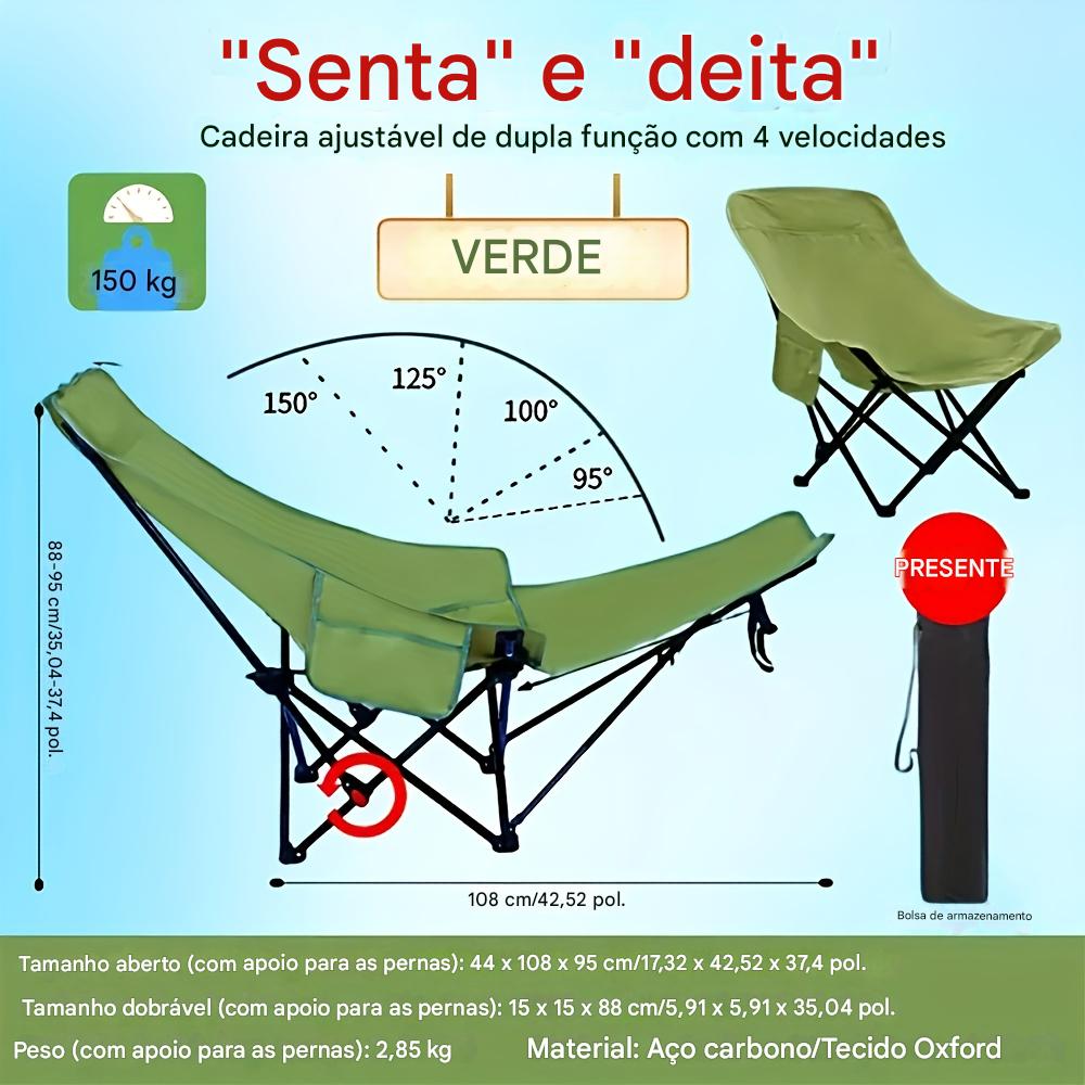 Cadeira Moon Dobrável Ajustável Portátil