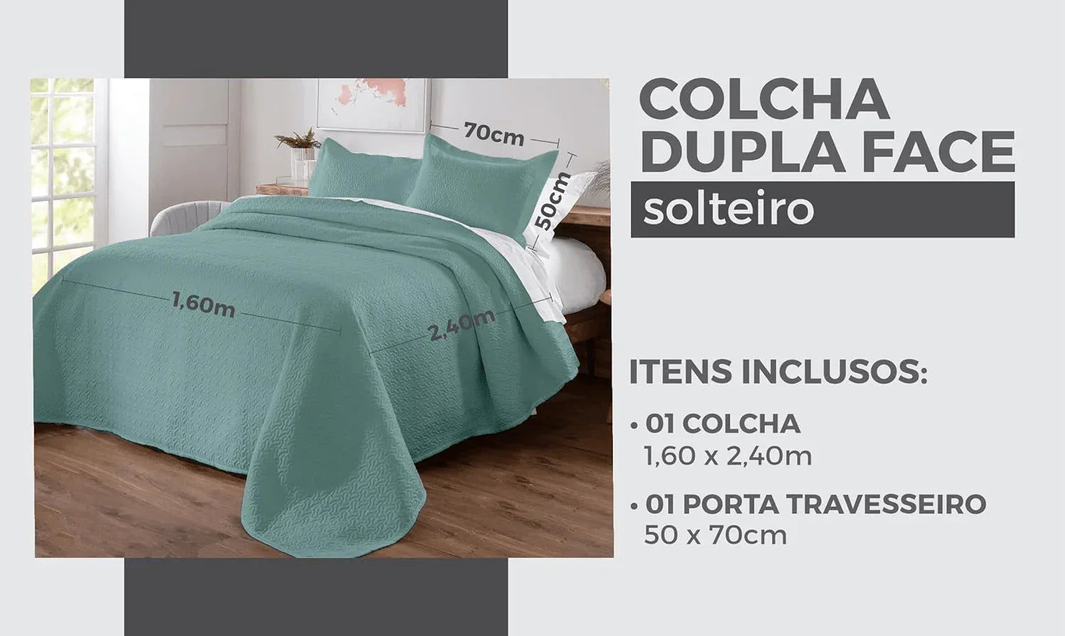 Kit Colcha de Cama Verde Carpentino