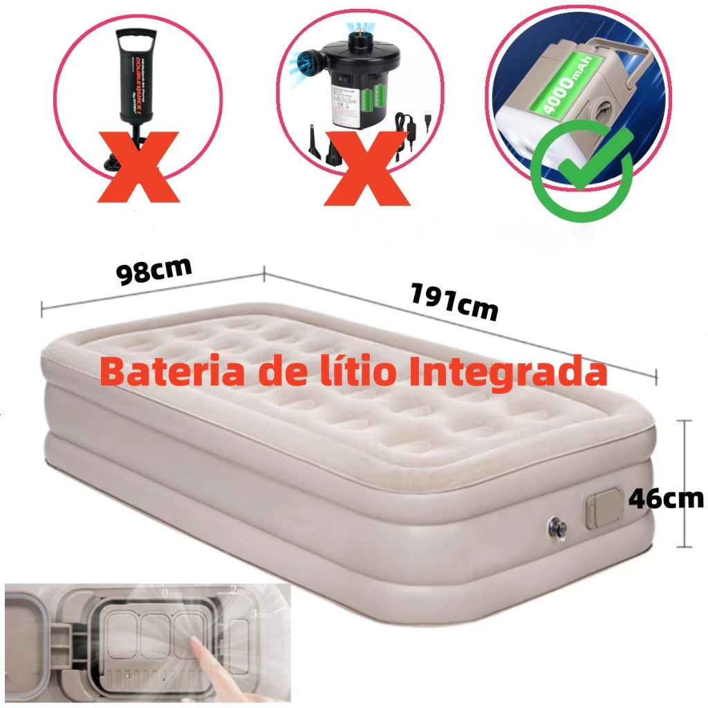 Colchão Inflável Solteiro Vem Com Uma Bomba Inflável De Bateria De Lítio Embutida E Removível 200*100*40cm Acampamento