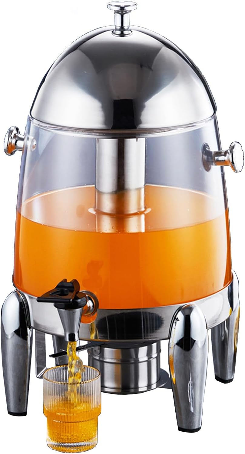 Balde de suco comercial de aço inoxidável, dispensador de bebidas frias de 12L com aquecimento elétrico para eventos de festas em casa