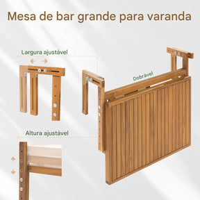 Mesa Suspensa - Design de Bistrô de Madeira Retangular