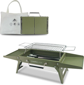 Charmline Churrasqueira a carvão portátil dobrável pequena de 35,56 x 23 cm, grade compacta portátil para uso ao ar livre, churrasqueiras a carvão para acampamento, piqueniques, jardins e festas na