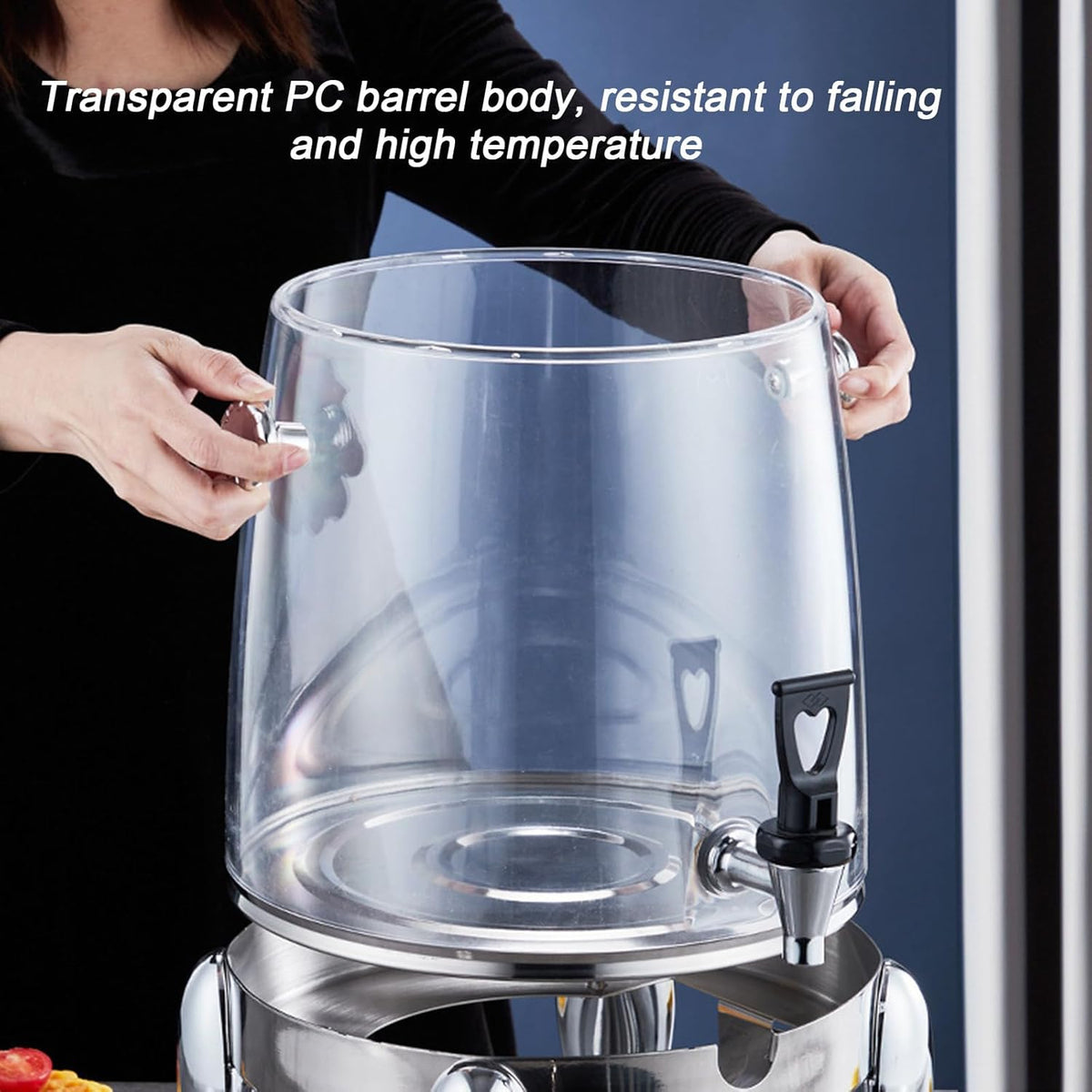 Balde de suco comercial de aço inoxidável, dispensador de bebidas frias de 12L com aquecimento elétrico para eventos de festas em casa