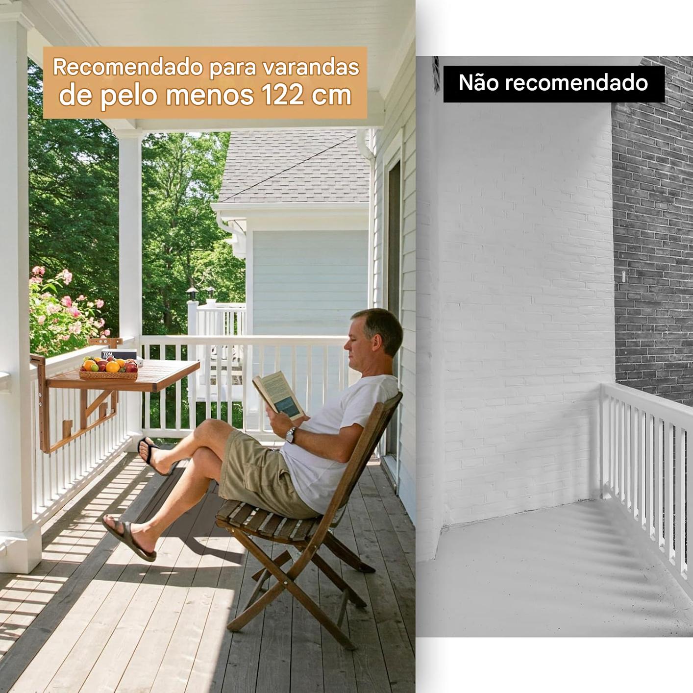 Mesa Suspensa - Design de Bistrô de Madeira Retangular