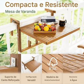 Mesa Suspensa - Design de Bistrô de Madeira Retangular