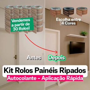 Kit Painel Ripado Autocolante 3M Laminado  | Linha Madeto | DIY