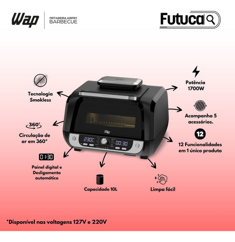 Fritadeira Air Fryer Barbecue Digital 12 Em 1 Led