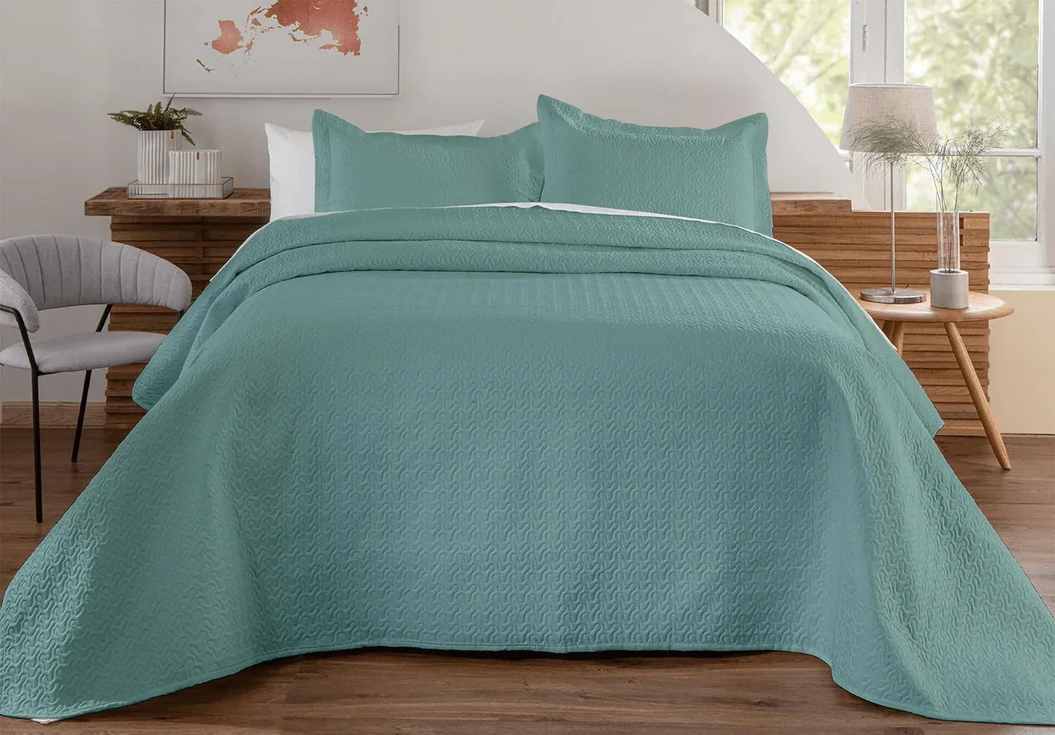 Kit Colcha de Cama Verde Carpentino