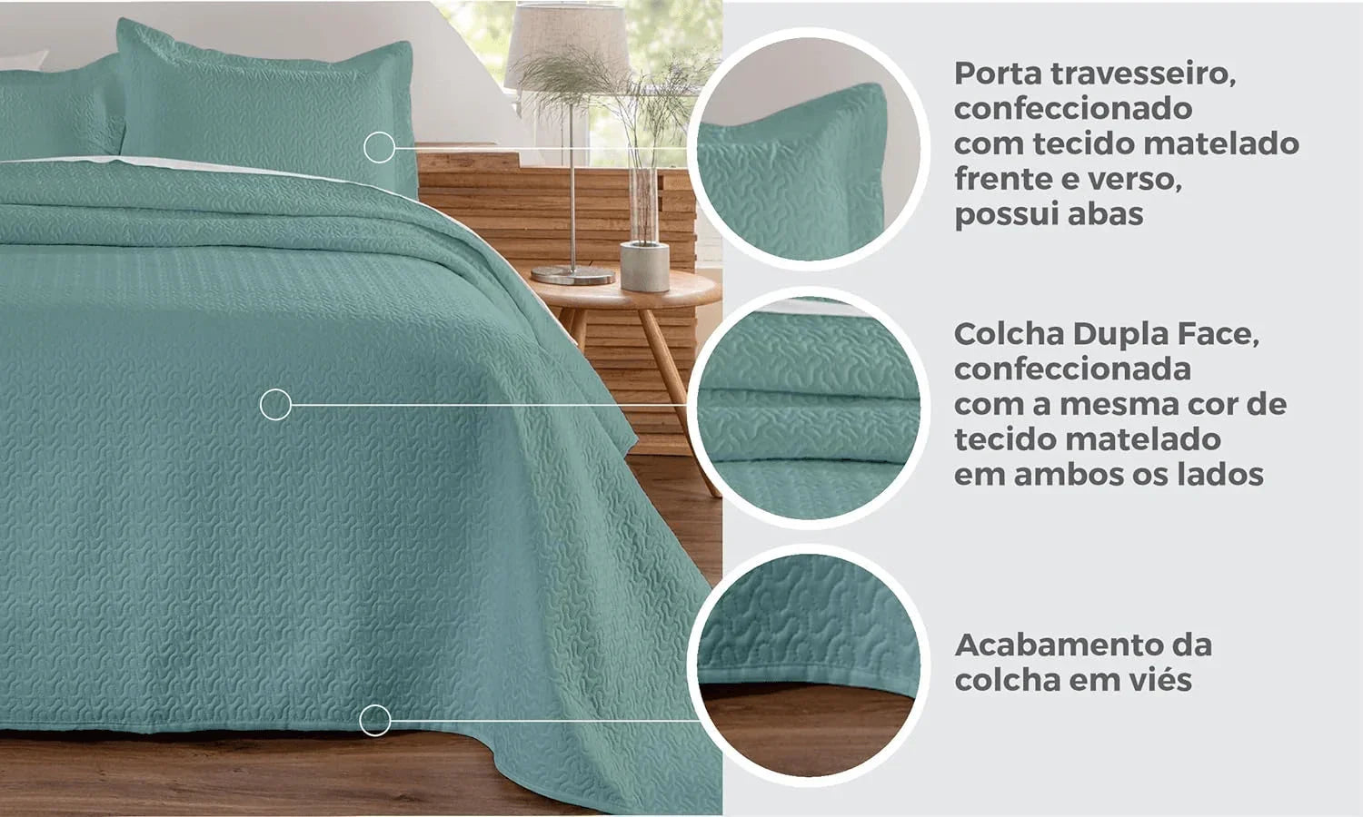 Kit Colcha de Cama Verde Carpentino