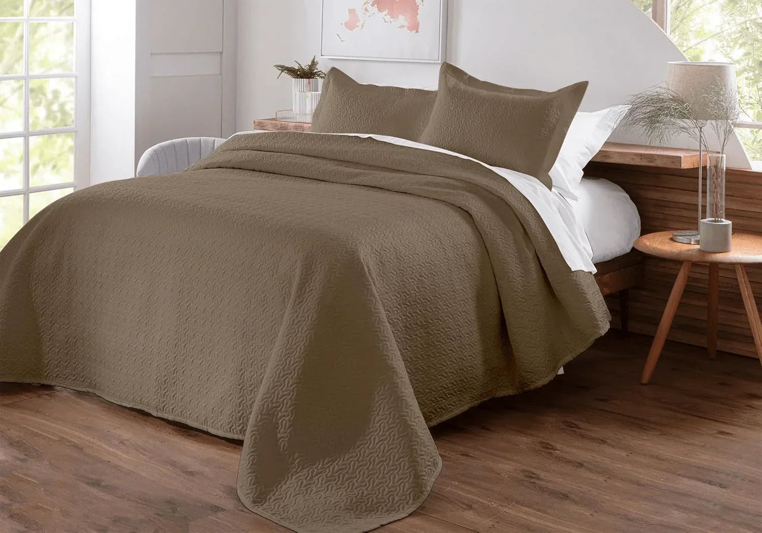 Kit Colcha de Cama Caqui Carpentino