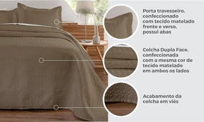 Kit Colcha de Cama Caqui Carpentino