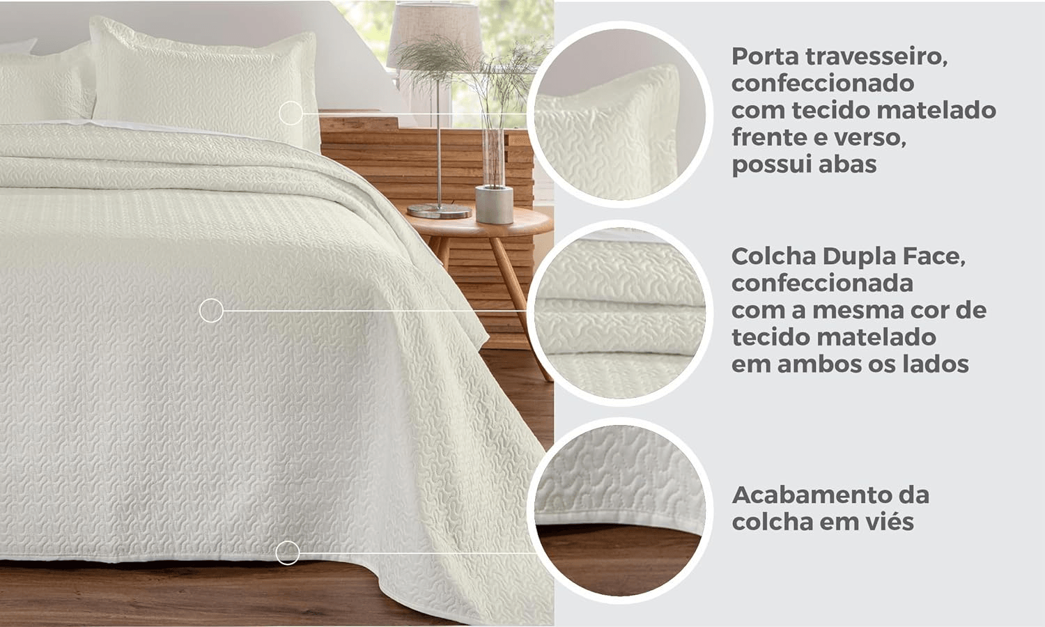 Kit de Colcha de Cama Branco