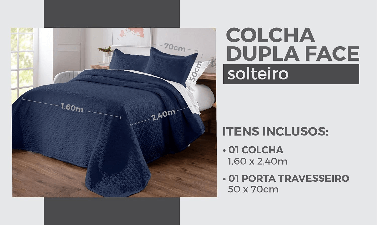 Kit de Colcha de Cama Azul
