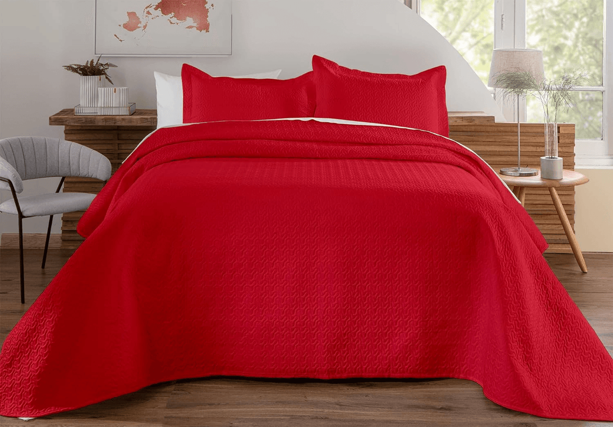 Kit de Colcha de Cama Vermelho