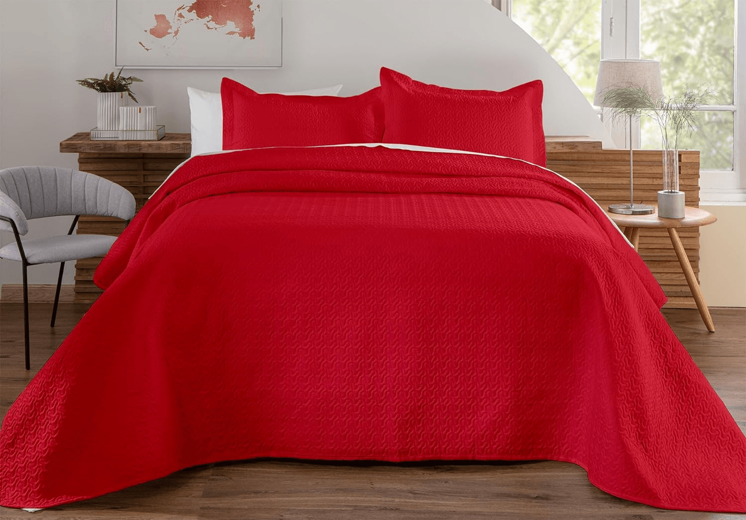Kit de Colcha de Cama Vermelho