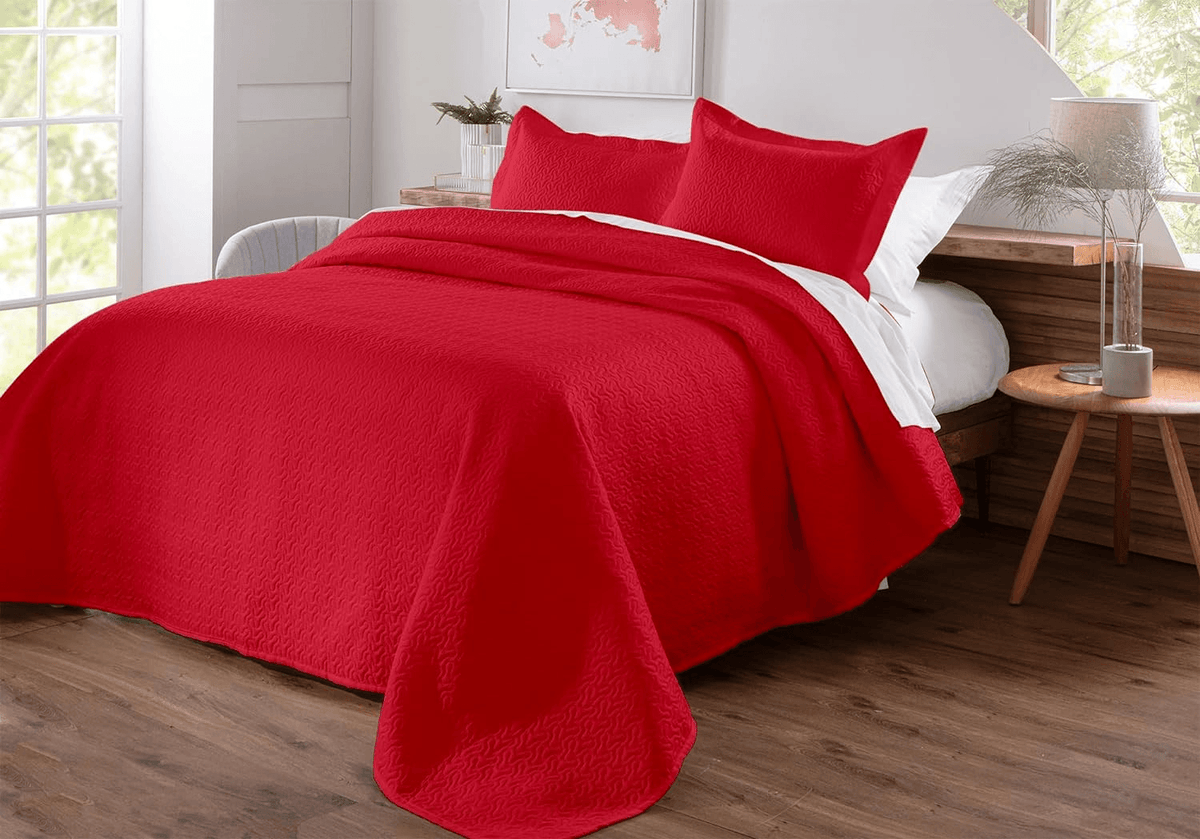 Kit de Colcha de Cama Vermelho