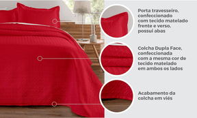 Kit de Colcha de Cama Vermelho